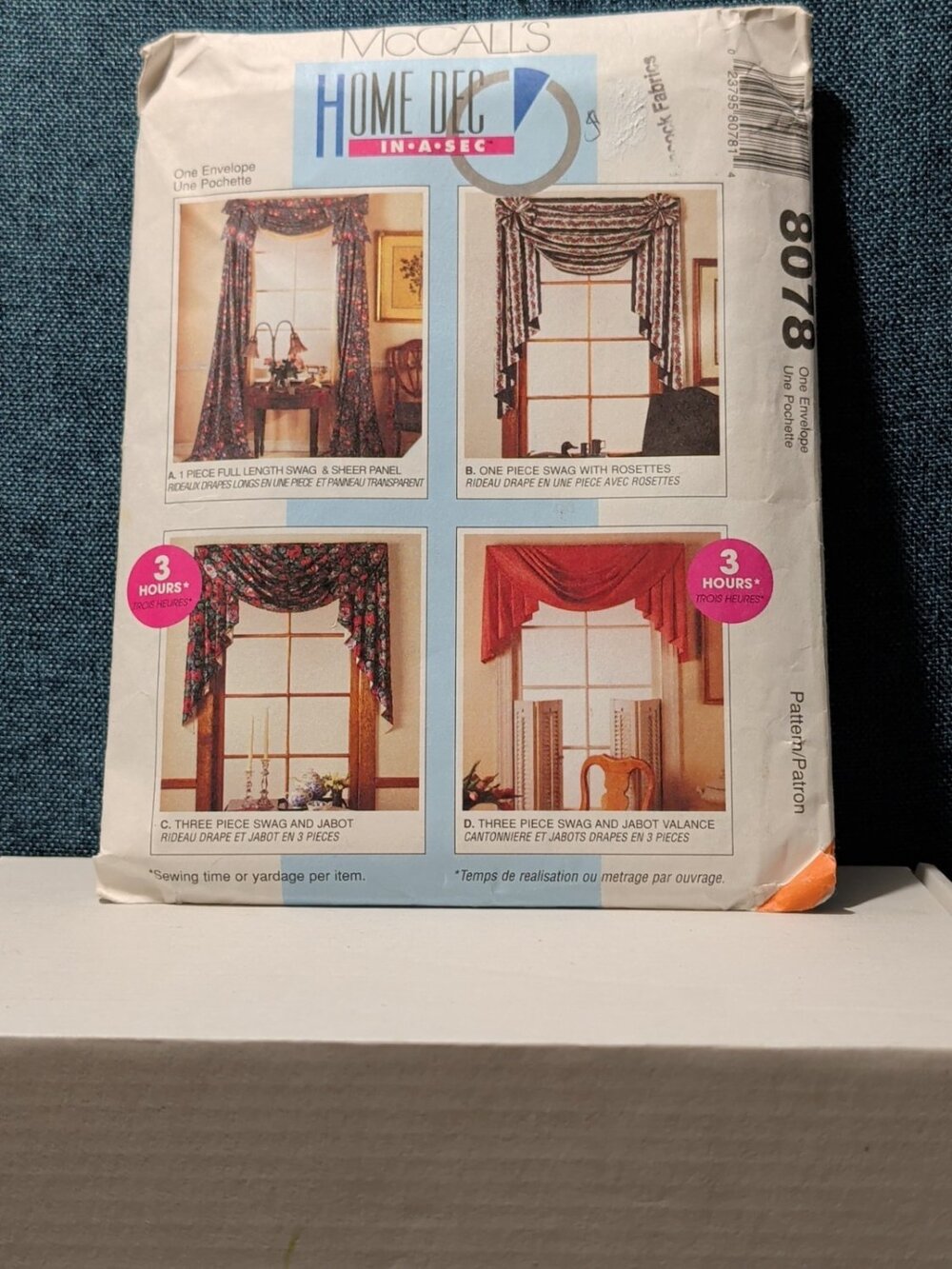 Vintage 1995 McCalls 8078 Home Dec In A Sec Window Treatment Swag Valance UNCUT - Picture 15 of 16